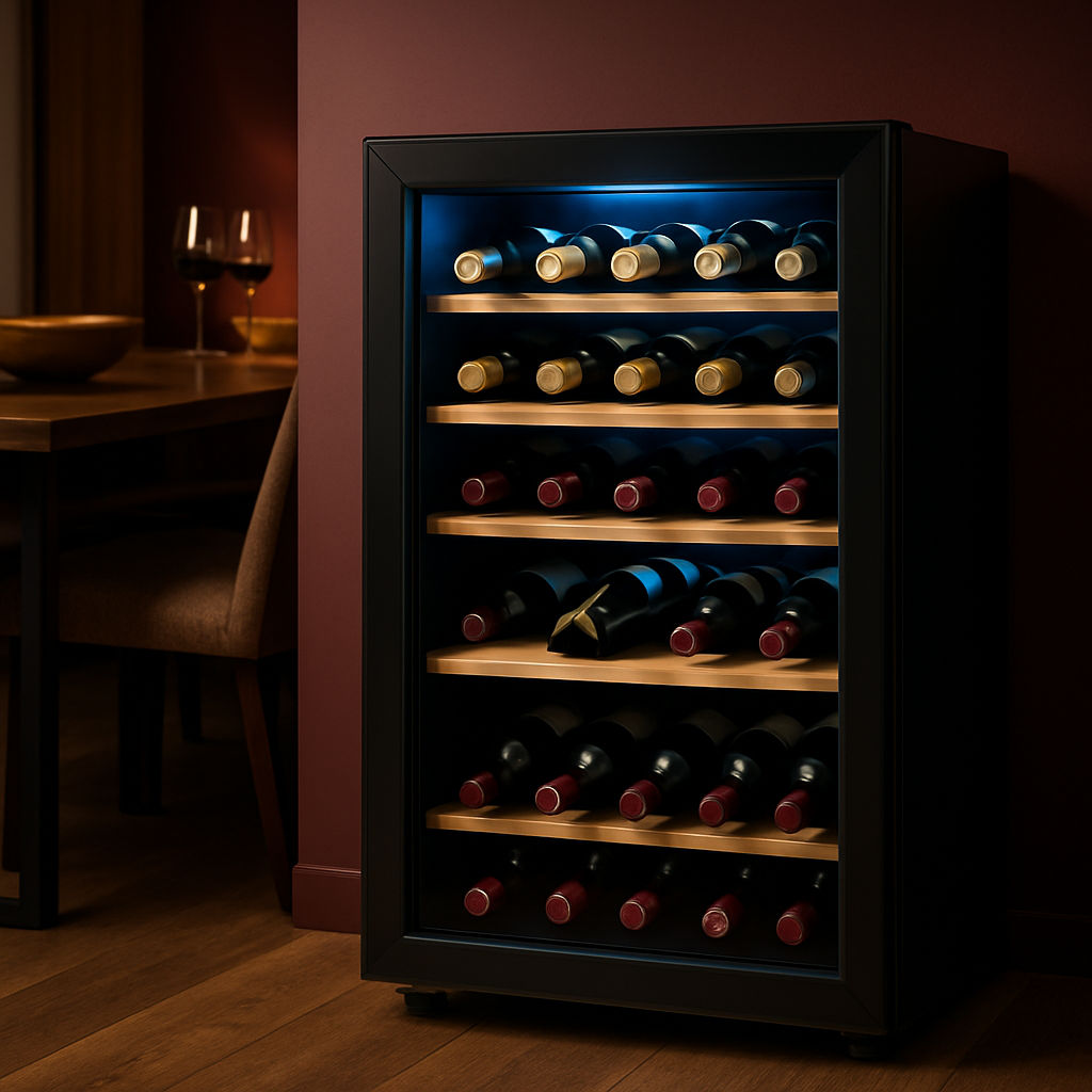 Aménagement intérieur et clayettes bois de la cave à vin Klarstein Vinsider 41 Duo